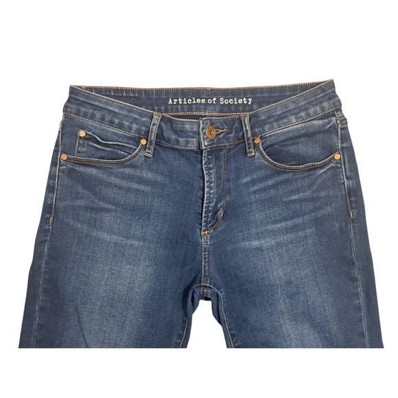 Articles of Society Sarah Mid-Rise Medium Blue Skinny Jeans Size 28 Stretch - Picture 3 of 11